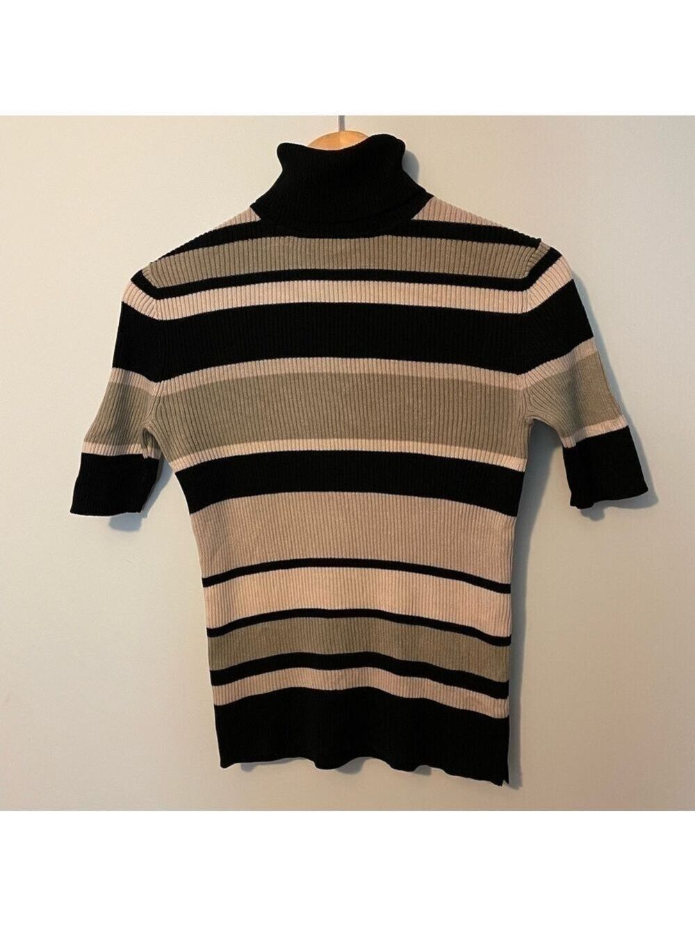 Geoffrey Beene Sport Turtleneck Striped Shirt Silk Blend Small